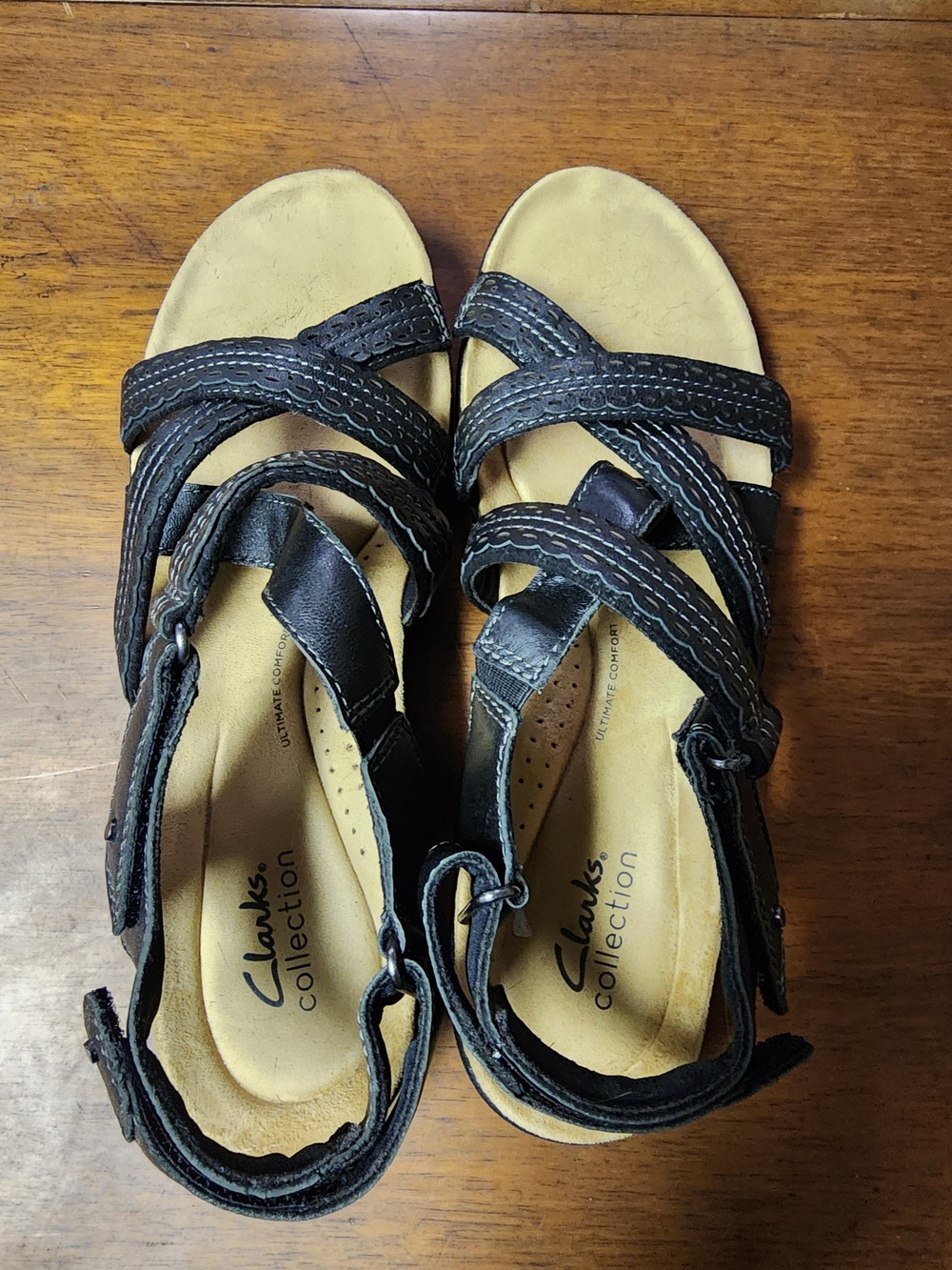 Clarks Collection Black Strappy Comfort Sandals
